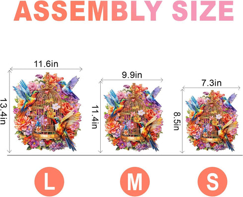 Wooden Puzzle - Garden Symphony Jigsaw Puzzles 260 Pieces, Unique Shape Wooden Puzzles for Adults and Kids