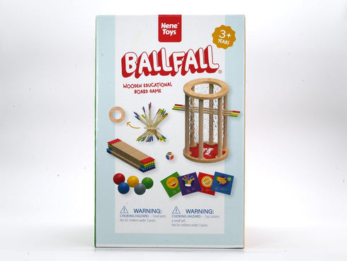 Nene Toys BALLFALL 4-in-1 Montessori Game with Colorful Sticks, Dice & Cards for Kids 3+ Years - Educational Wooden
