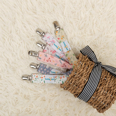 Babygoal Floral Pacifier Clips, 6 Pack Pacifier Holder Clips for Boys and Girls, Fits Most Pacifier Styles, Teething