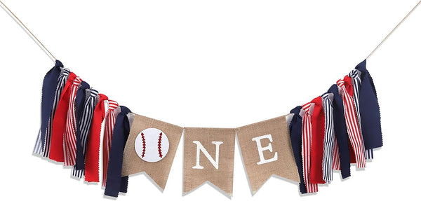 Baseball 1st Birthday Banner - All-Star Crown, High Chair Banner, Cake Flag,