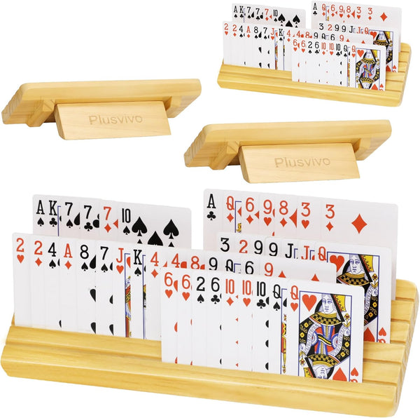 Card Holders for Playing Cards Set of 4 - Adjustable Stand for Seniors, Adults, Kids, 5 Slots for Up to 110 Cards