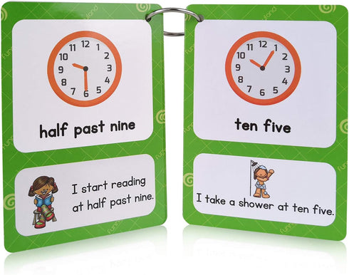 20 Analog Clocks Telling Time Flashcards, Educational Learning Toys for Toddlers, Kindergarten Supplies