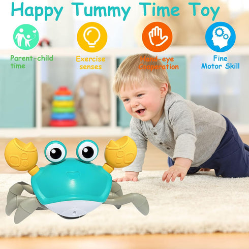 Baby Toys Crawling Crab - Infant Tummy Time Light-up Musical Toys for 0-12 Months, Interactive Toddler Gifts