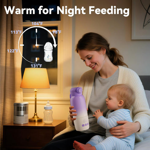 Umakep 12oz Portable Bottle Warmer for Travel - Cordless Milk Warmer, Dual Heating Modes for Breast Milk & Water, Fast