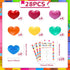 Ulema 28Pcs Colorful Heart Crayons with Cards, Valentines Day Gifts for Classroom, Girl Boy Birthday Gift Goodie Bags