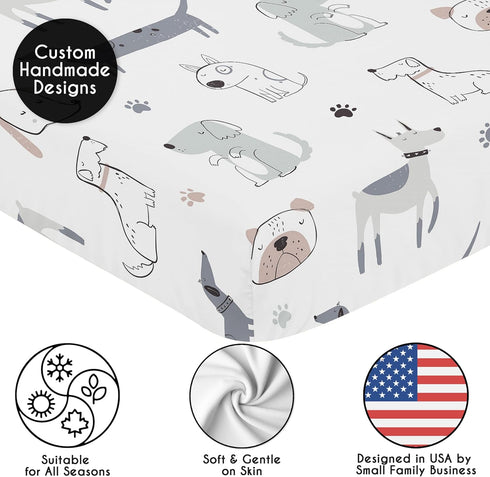 2-Piece Set Sweet Jojo Designs Baby Crib Sheets (Puppy Dogs) for Boys or Girls, Infant Nursery, Toddler Room - Standard