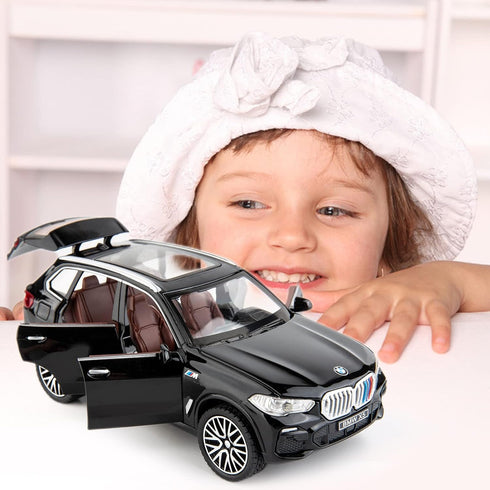 BDTCTK 1:32 Compatible X5 SUV Model Car Toy, Zinc Alloy Pull Back Car with Sound and Light (Black)