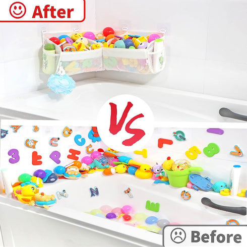 KPH Bath Toy Storage, 3 Compartments for Organizing Children's Bath Toys, Keep Your Bathtub Tidy