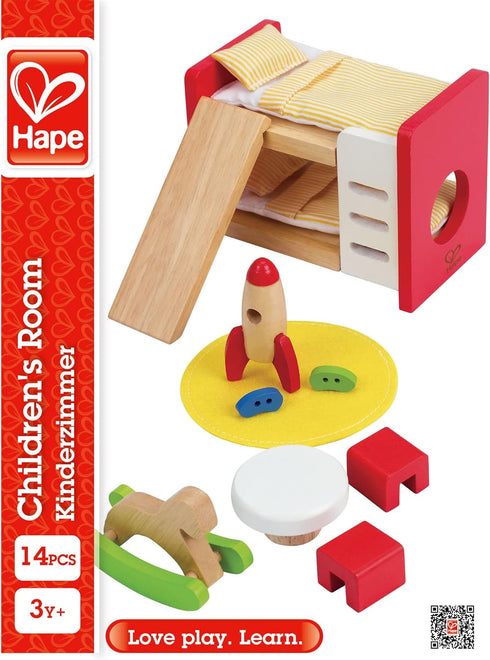 Hape Wooden Doll House Furniture Children's Room with Accessories