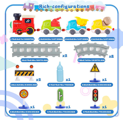 Sotodik Set Electric Train for Toddlers,Train Toys with Lights,Realistic Music Sound, Steam Spray,Traffic Sign