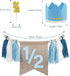 1/2 6 Birthday Boy Half Birthday Decorations High Chair Banner, Month Girl Tassel Wood Bead Highchair Garland Blue