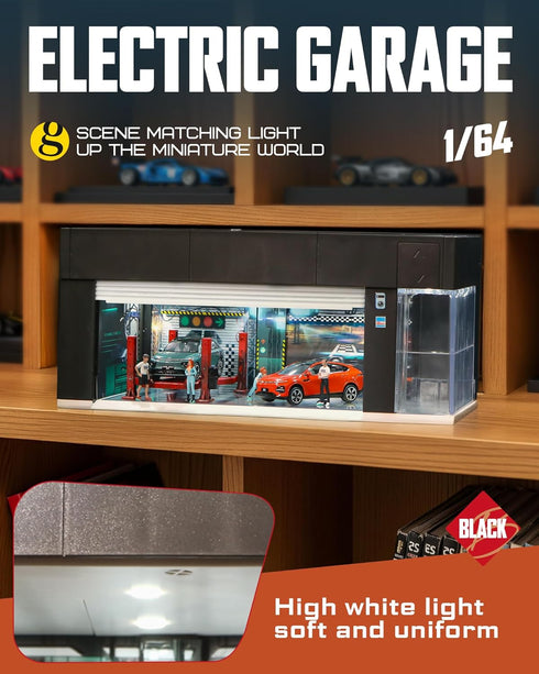 MOCBURIKU 1/64 3 3D Scale Diecast Display Case for Hot Wheel Storage with LED Lights, Stackable Electric Garage