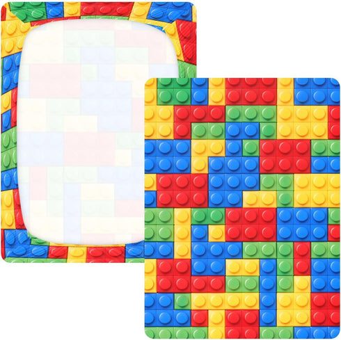 CZXW 52" 28" Building Blocks Colorful Crib Sheets Fitted x Natural Cotton Soft & Breathable for Baby Crib Mattress