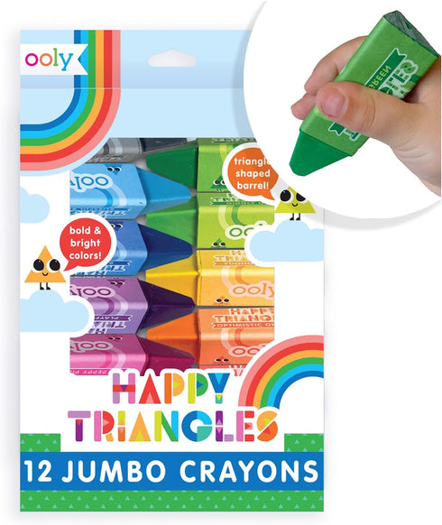 Ooly Jumbo Triangle Crayons for Toddlers Set of 12, Non-Toxic Triangle Shaped