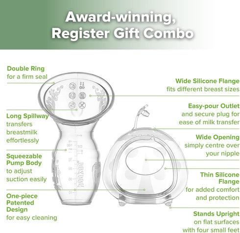4oz/100ml 2.5oz/75ml haakaa Manual Breast Pump for Breastfeeding and Ladybug Milk Collector Combo, Food-Grade Silicone