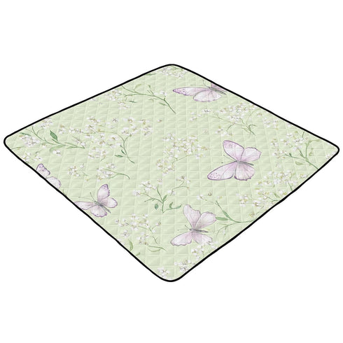 EtherSpher 50'' 50''para Green Spring Butterfly Large Sturdy Baby Girl Play mat for Indoor Outdoor Lightweight Foldable