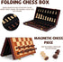 Set 15-Inch Set 2 Wooden Magnetic Chess Foldable Wooden Chess Board with Magnetic Pieces, Portable Travel Chess
