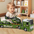 DWIRCTOYS 3 4 5 6 7 8 25" Kids Toys for Ages Years Old Boys, Large Army Semi Truck with Helicopter & Race Car, Friction