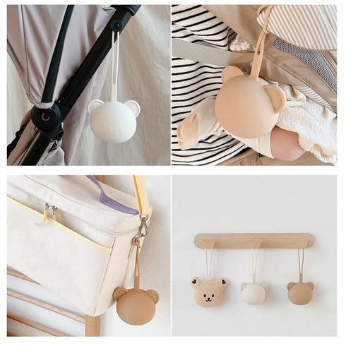 Cute Silicone Pacifier Holder Case for Travel - Milk Tea Color