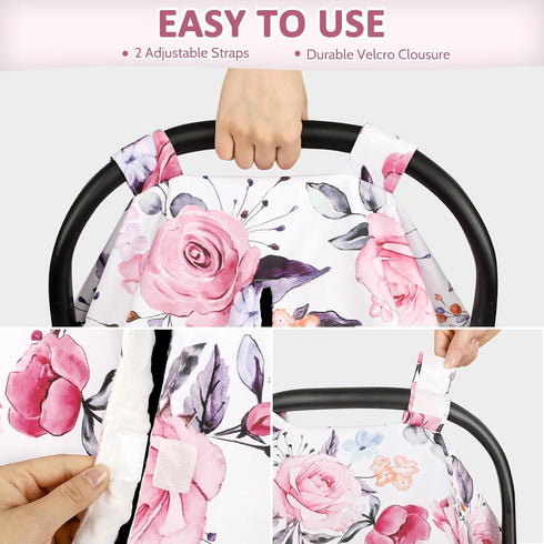 Summer Baby Car Seat Cover, Breathable Infant Carseat Cover for Peekaboo Opening Car Seat Canopy Cover, Nursing Cover