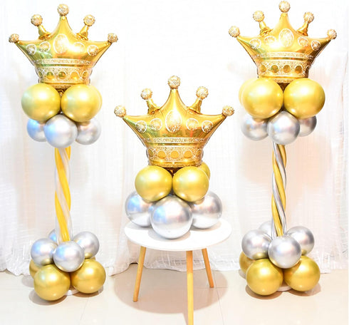 NC 6Pcs Gold Crown Foil Balloons - Birthday Party, Wedding & Bridal Shower Decorations