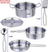 Playset Set 3 12 Click N Play Kids Kitchen Pretend Play Toy, Toddlers Stainless Steel Pot and Pans Cookware