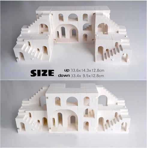 980 3D Magic Maze Building Blocks, PCS Transformable Castle Folds into Cube, Puzzle Optical Illusion Architecture Model
