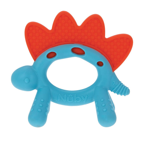 Nuby Geo Zoos Massaging Teether, Baby Teething Toy, Soft Easy Grip, 3+ Months, Dino