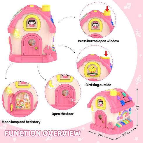 1 12-in-1 1-2, 1st 6-12 12-18 Toddler Toys for Year Old Girl Gifts, Montessori Musical House Toddler Learning Toys