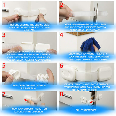 Child Safety Cabinet Locks - 10 Pack Baby Proofing Latches for Drawer Door Fridge Oven Toilet Seat