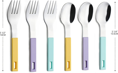 ANNOVA Children's Flatware, 6 Pieces Kids Silverware - Stainless Steel, 3 Safe Forks, 3 Tablespoons, Toddler Utensils