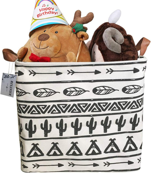 Storage Basket Fabric Organizer Bin - Perfect for Toys, Books, Clothes, and Pets - Black
