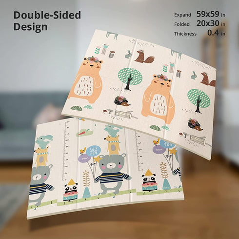 Tummy (Bear(59x59x0.4inch)) UANLAUO Foldable Baby Play Mat, Extra Large Waterproof Activity Playmats