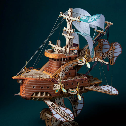 GuDoQi 3D Wooden Puzzles for Adults, DIY Fantasy Spaceship Model Kit, Educational Brain Teaser Assembly Toy