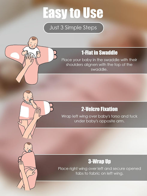 0-3 (3-Pack) 100% Newborn Swaddle Blanket Wrap Months - Adjustable Infant Sleep Sack, Cotton Anti-Startle Soothing