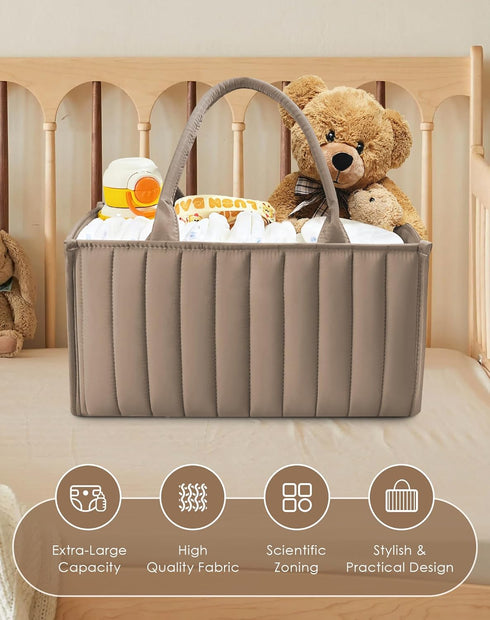 2-Pack SWEET DOLPHIN Quilted Diaper Caddy Organizer Premium Puffer Style Nursery Storage Bins Water-Resistant