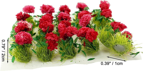 20Pcs Miniature Flower Cluster Grass Flower Tufts - Red Flower Tufts for Mini Dollhouse, Fairy Garden, Railway Scenery
