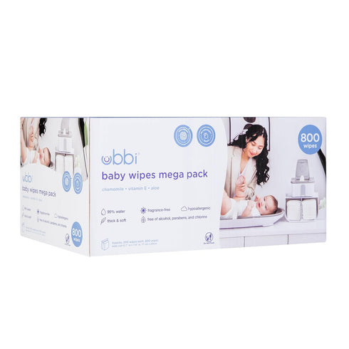 Ubbi Fragrance-Free Baby Wipes, 99% Water Based, Plant Based Wipes, Hypoallergenic for