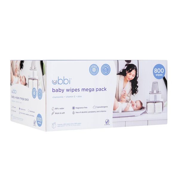 Ubbi Fragrance-Free Baby Wipes, 99% Water Based, Plant Based Wipes, Hypoallergenic for
