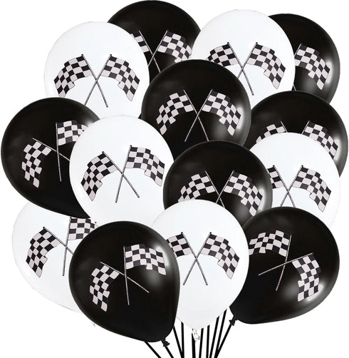 Oringaga 50 Checkered Racing Car Flag Party Balloons, Racing Car/Dirt Bike/Motocross Themed Party Decorations Supplies,