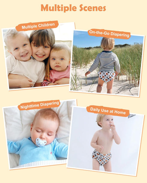 Pack 13 3-5 6 Pack 6pcs babygoal Large Cloth Diapers of for Year Toddlers, Cloth Diaper Covers with Inserts and Wet