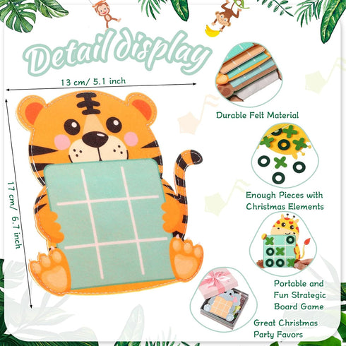 Capoda 24 Pack Jungle Animals Safari Theme Party Favors, Tic Tac Toe Strategic Board Game with Storage Bags