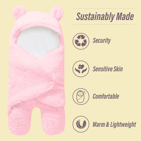 Ease Cubs 2 Pack 0-6 Ultra Warm Sherpa Plush Baby Sleeping Swaddle Wrap - Newborn Essentials Must Haves for Months