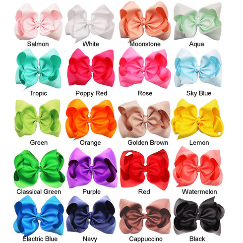 DeD 20 Pcs 8" Hair Bows Clips Boutique Grosgrain Ribbon Big Large Bows for Baby Girls Teens Kids