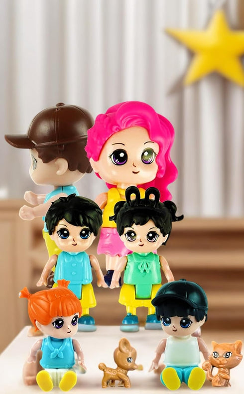 FUNERICA Dollhouse People Figures Playset, Dollhouse Family Little People Figures with Pets, Doll House Accessories