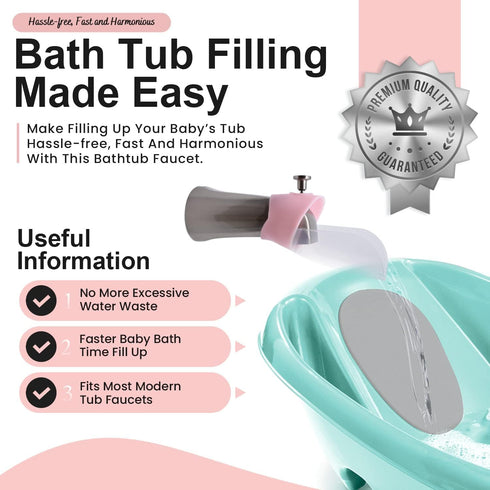 Bath Helper Faucet Extender, Guides Water from Faucet to Baby Bath Tub Without Splashing (Pink)