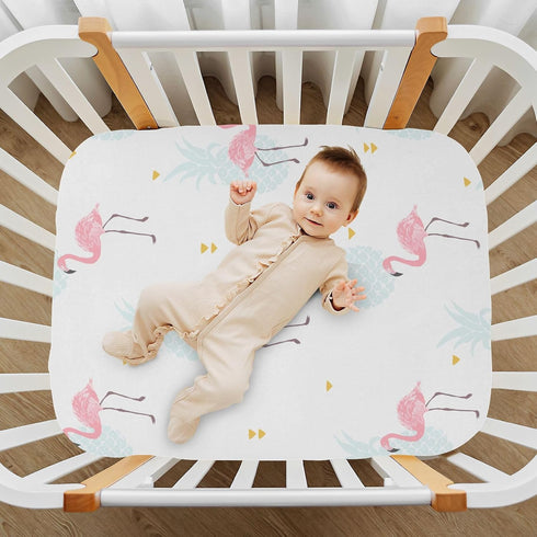 CaTaKu Crib,27"x 39" Baby Crib Sheets Cute Pineapple Flamingo Hawaii Mini Crib Sheets Fitted for Girls Boys,Neutral