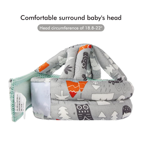 Baby Safety Helmet for Infant Toddler, Breathable & Adjustable Head Cushion Bumper Bonnet (Grey Forest)