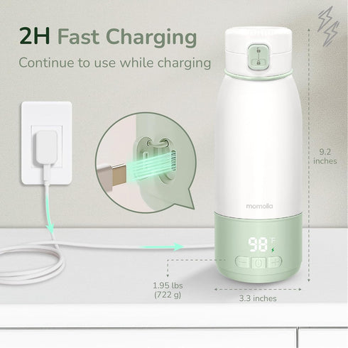 17 oz, 95F 131F, Portable Bottle Warmer for Travel, Temp Control to Rechargeable On The Go, Ideal for Travel, Outdoors