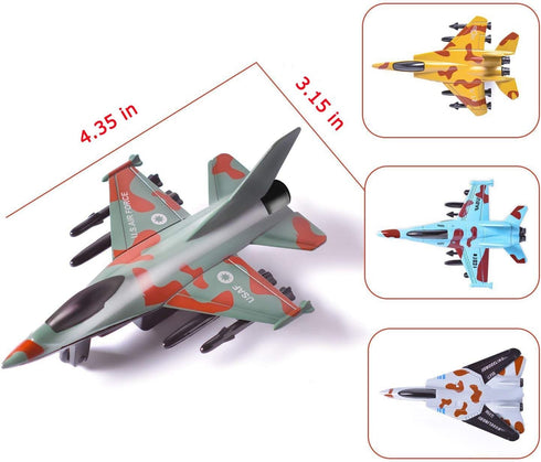 CORPER TOYS Airplane Toys Set, Die Cast Metal Military Fighter Jets, Pullback Plane Model, Pack of 4
